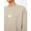 XSIDE Bej Bisiklet Yaka Baskılı Erkek Kalın Sweatshirt