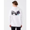 XSIDE Beyaz Uzun Kollu Baskılı Erkek Kalın Hoodie