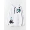 XSIDE Beyaz Uzun Kollu Baskılı Erkek Kalın Hoodie
