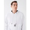 XSIDE Beyaz Uzun Kollu Baskılı Erkek Hoodie