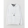 XSIDE Beyaz Uzun Kollu Baskılı Erkek Hoodie