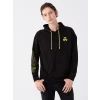 XSIDE Siyah Uzun Kollu Baskılı Erkek Hoodie