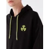 XSIDE Siyah Uzun Kollu Baskılı Erkek Hoodie
