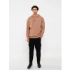 XSIDE Kahverengi Uzun Kollu Baskılı Erkek Kalın Hoodie