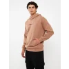 XSIDE Kahverengi Uzun Kollu Baskılı Erkek Kalın Hoodie