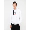 XSIDE Beyaz Uzun Kollu Baskılı Erkek Hoodie