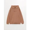 XSIDE Kahverengi Uzun Kollu Baskılı Erkek Kalın Hoodie