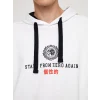 XSIDE Beyaz Uzun Kollu Baskılı Erkek Hoodie