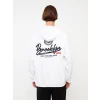 XSIDE Beyaz Uzun Kollu Baskılı Erkek Hoodie