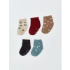 LCW baby Ekru Çiçekli Kız Bebek Soket Çorap 5li