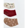 LCW baby Ekru Çiçekli Kız Bebek Soket Çorap 5li