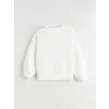 LCW Kids Ekru Bisiklet Yaka Fiyonk Baskılı Kız Çocuk Sweatshirt