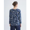 LCW Grace Lacivert Bisiklet Yaka Çiçekli Bluz