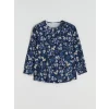 LCW Grace Lacivert Bisiklet Yaka Çiçekli Bluz