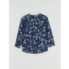 LCW Grace Lacivert Bisiklet Yaka Çiçekli Bluz