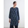 LCW Grace İndigo Hakim Yaka Desenli Kadın Tunik