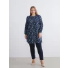 LCW Grace İndigo Hakim Yaka Desenli Kadın Tunik