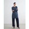 LCW Grace İndigo Hakim Yaka Desenli Kadın Tunik