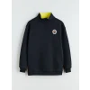 LCW Kids Lacivert Dik Yaka Baskılı Erkek Çocuk Sweatshirt