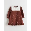 LCW Kids Kırmızı Yaka Detaylı Puantiyeli Kız Çocuk Elbise