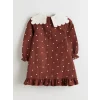 LCW Kids Kırmızı Yaka Detaylı Puantiyeli Kız Çocuk Elbise
