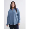 LCWAIKIKI Classic Mavi Dokulu Oversize Kadın Gömlek