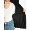 LCW Vision Siyah Dik Yaka Oversize Deri Görünümlü Kadın Şişme Mont