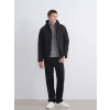 XSIDE Siyah Standart Kalıp Kapüşonlu Erkek Şişme Mont