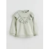LCW Kids Yeşil Fırfırlı Çiçekli Kız Bebek Sweatshirt ve Tayt