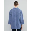 LCWAIKIKI Classic İndigo Çizgili Oversize Kadın Gömlek