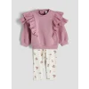 LCW baby Pembe Kız Bebek Sweatshirt ve Tayt 2li