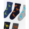 LCW Kids Karışık Dinozor Desenli Erkek Çocuk Soket Çorap 5li
