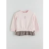 LCW Kids Pembe Çiçek Nakışlı Kız Çocuk Sweatshirt ve Pantolon 2li