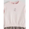 LCW Kids Pembe Çiçek Nakışlı Kız Çocuk Sweatshirt ve Pantolon 2li