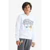 Defacto F4085A8WT34 Beyaz Erkek Çocuk NBA Los Angeles Lakers Kapüşonlu Sweatshirt