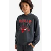 Defacto F4086A8AR31 Antrasit Erkek Çocuk NBA Chicago Bulls Kapüşonlu Sweatshirt