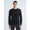 LCWAIKIKI Classic Siyah Bisiklet Yaka Uzun Kollu Baskılı Erkek Sweatshirt