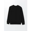 LCWAIKIKI Classic Siyah Bisiklet Yaka Uzun Kollu Baskılı Erkek Sweatshirt