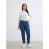 LCW Modest İndigo Mom Fit Kadın Jean Pantolon