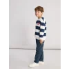 LCW Kids Ekru Bisiklet Yaka Çizgili Erkek Çocuk Sweatshirt