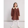 LCW Kids Kahverengi Bebe Yaka Kız Çocuk Kadife Elbise