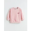 LCW Kids Pembe Bisiklet Yaka Kız Çocuk Kadife Sweatshirt ve Eşofman Alt