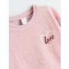 LCW Kids Pembe Bisiklet Yaka Kız Çocuk Kadife Sweatshirt ve Eşofman Alt