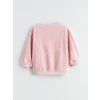 LCW Kids Pembe Bisiklet Yaka Kız Çocuk Kadife Sweatshirt ve Eşofman Alt