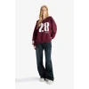 Defacto E8793AXBR467 Bordo Coool Oversize Geniş Kalıp V Yaka Baskılı Kalın Sweatshirt