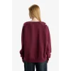 Defacto E8793AXBR467 Bordo Coool Oversize Geniş Kalıp V Yaka Baskılı Kalın Sweatshirt
