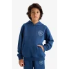 Defacto E9599A8BE829 Mavi Erkek Çocuk Kapüşonlu Baskılı İçi Yumuşak Tüylü Sweatshirt