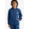 Defacto E9599A8BE829 Mavi Erkek Çocuk Kapüşonlu Baskılı İçi Yumuşak Tüylü Sweatshirt