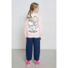 Defacto F3413A8PN648 Pembe Kız Çocuk Hello Kitty Oversize Geniş Kalıp Polo Yaka Sweatshirt