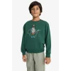 Defacto F2851A8GN149 Yeşil Erkek Çocuk Bisiklet Yaka Baskılı Sweatshirt